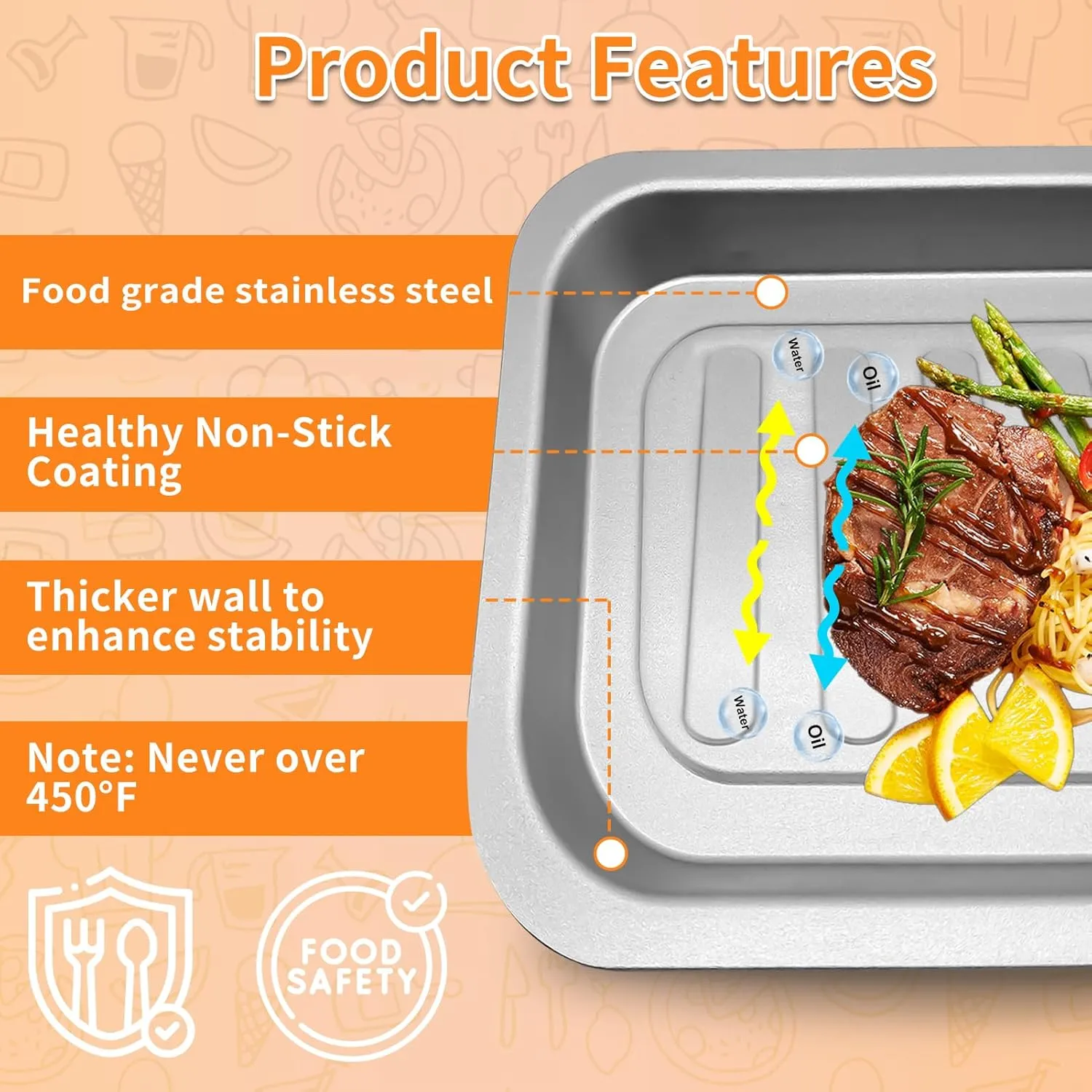 GXF Air Fryer Accessories for Emeril Lagasse Dual Zone 360 Air Fryer Oven 25 QT Extra Large, 14''×12'' Stainless Steel Air Fryer Tray Grill Pan Grill Plate Crisper Plate Replacement Parts Rack