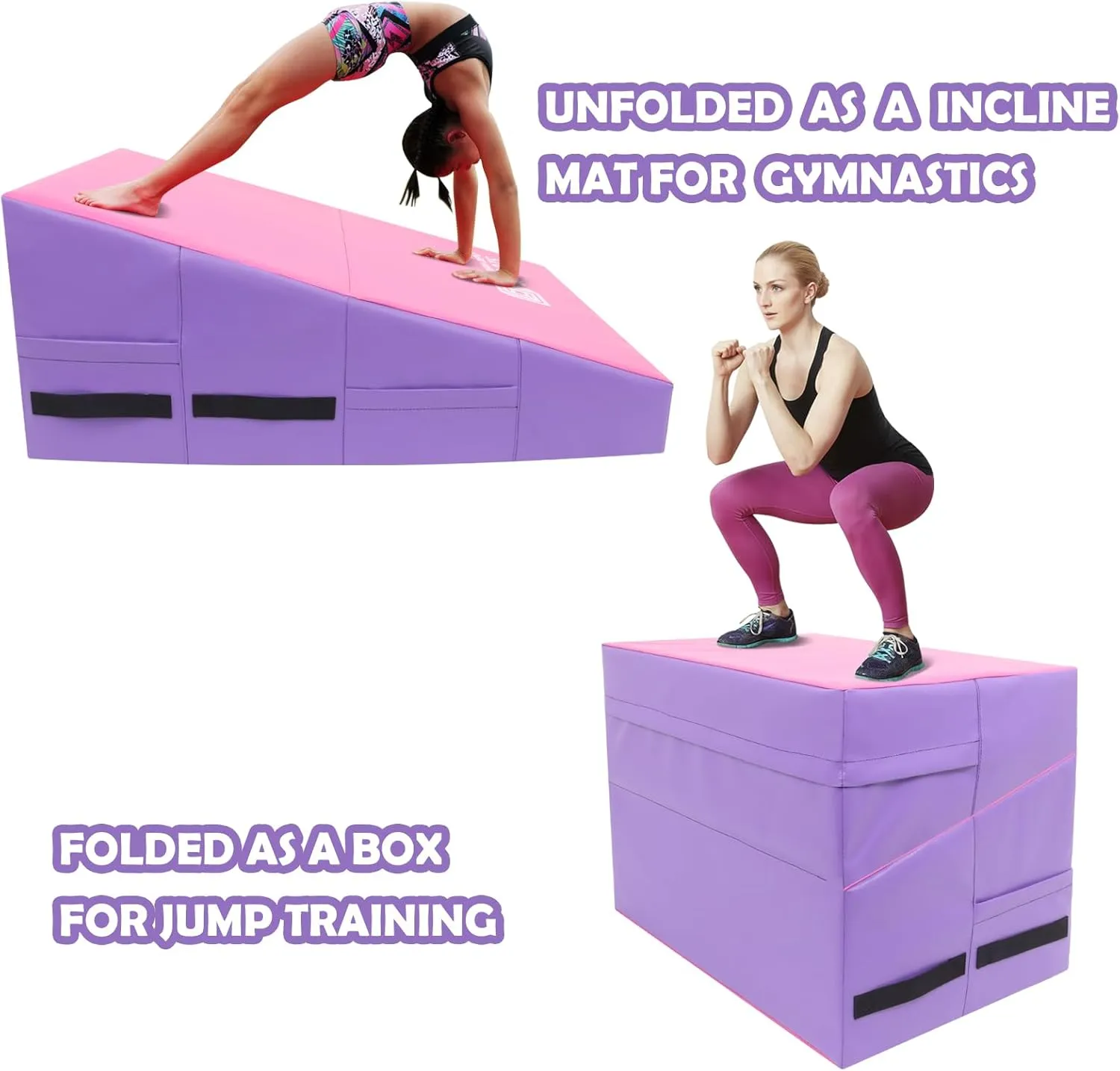 Gymnastics Wedge Mats Folding for Home Use | Incline Mat Cheese Wedge With Waterproof PVC Cover, EPE Foam for Exercise, Tumbling, Yoga, Pilates