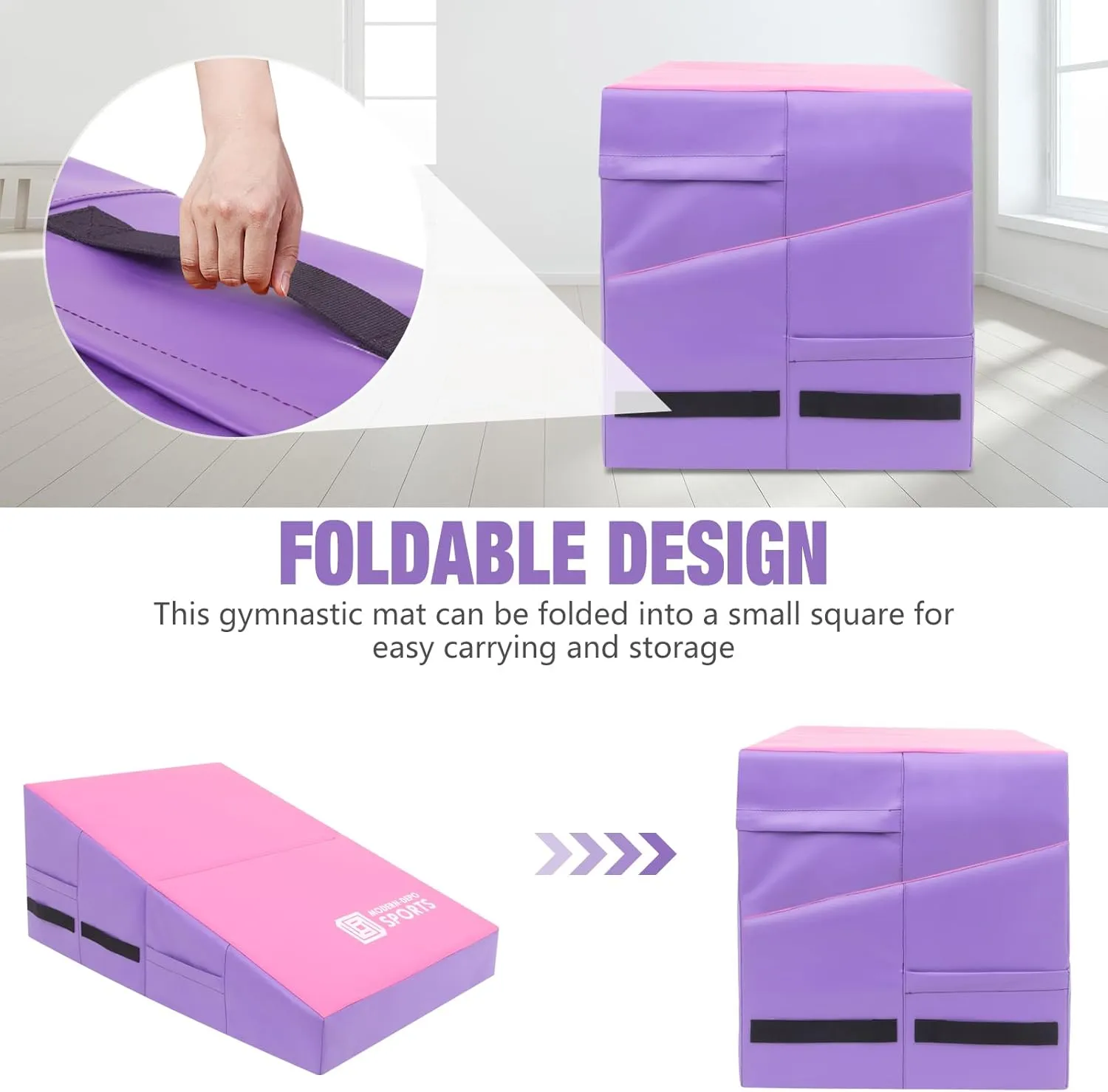 Gymnastics Wedge Mats Folding for Home Use | Incline Mat Cheese Wedge With Waterproof PVC Cover, EPE Foam for Exercise, Tumbling, Yoga, Pilates