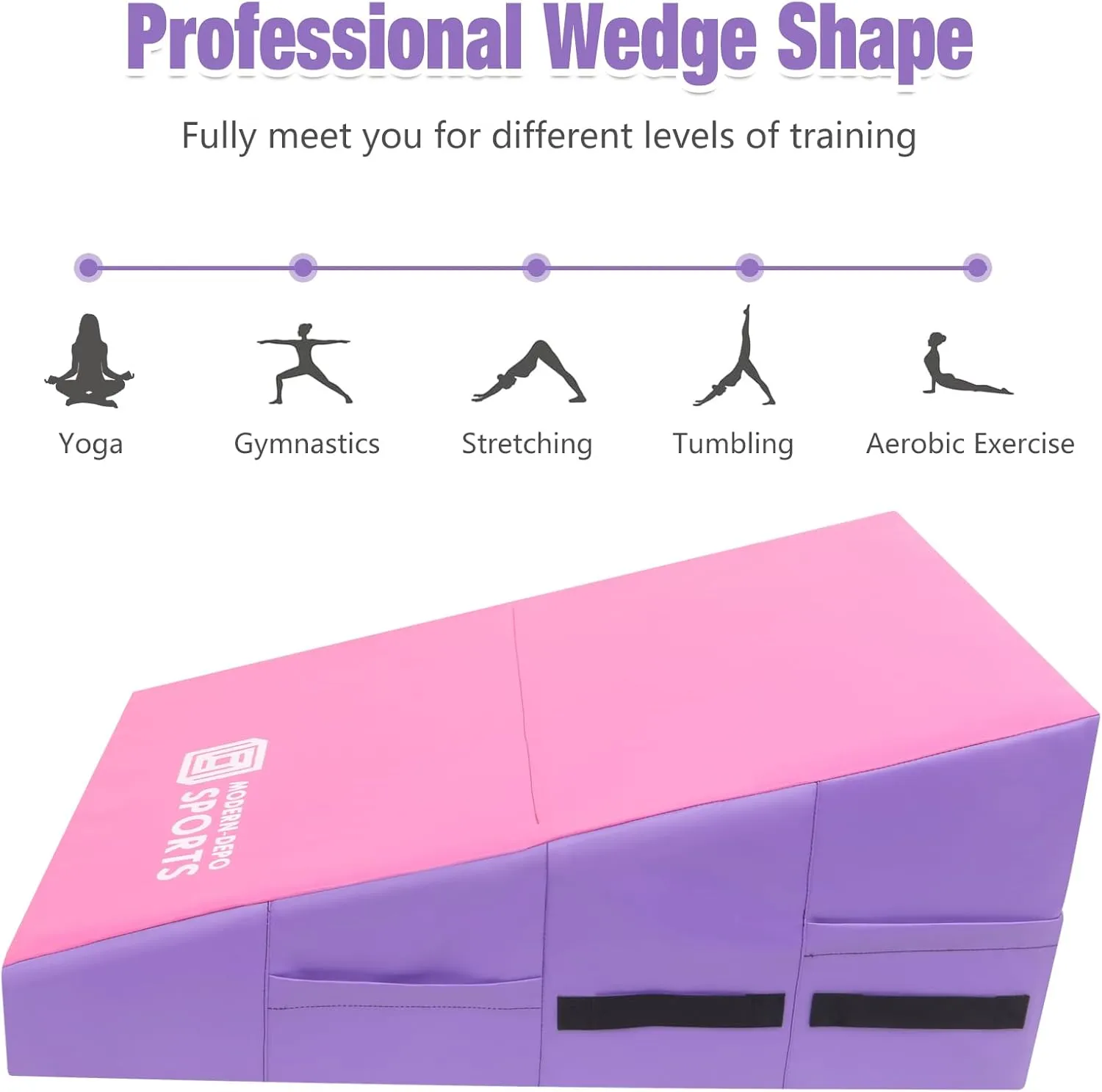 Gymnastics Wedge Mats Folding for Home Use | Incline Mat Cheese Wedge With Waterproof PVC Cover, EPE Foam for Exercise, Tumbling, Yoga, Pilates