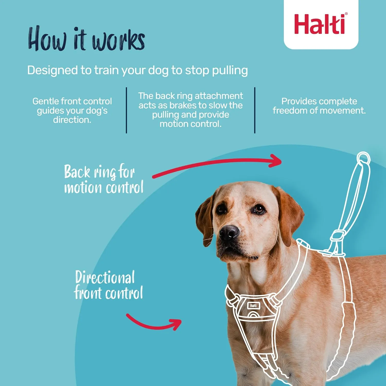 HALTI No Pull Harness - to Stop Your Dog Pulling on The Leash. Adjustable, Lightweight and Easy to Use. Reflective Dog Training Harness for Small Dogs (Size S, Deep Walnut)