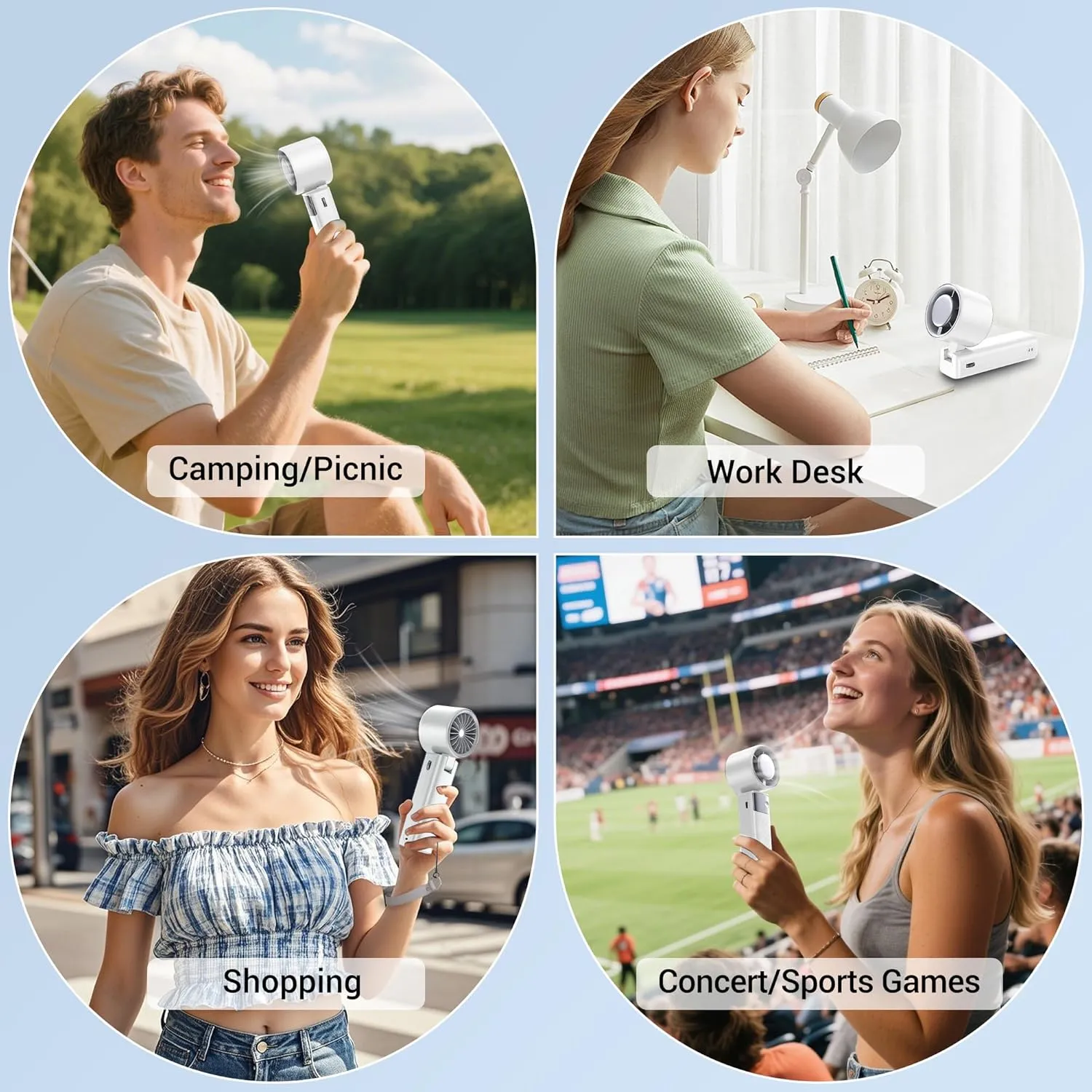 Handheld Fan, Powerful Portable Fans [20Hrs Max Cooling], Turbo Mini Fans,105° Personal Rechargeable Fan, 1-199 Speed, Foldable, LED Display, Gifts for Women Men Outdoor Indoor(​Pearl White)