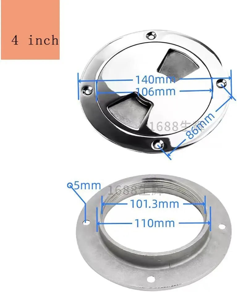 Hatch 316 Stainless Steel Round Non Slip Inspection Hatch Deck Plate with Detachable Cover for Marine Boat Yacht