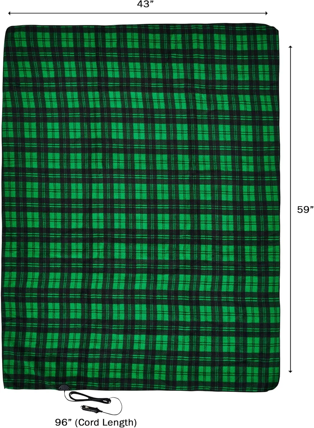 Heated Blanket - 12-Volt Electric Blanket for Car, Truck, SUV, or RV - Portable Winter Car Accessories for Camping or Travel by Stalwart (Green Plaid)