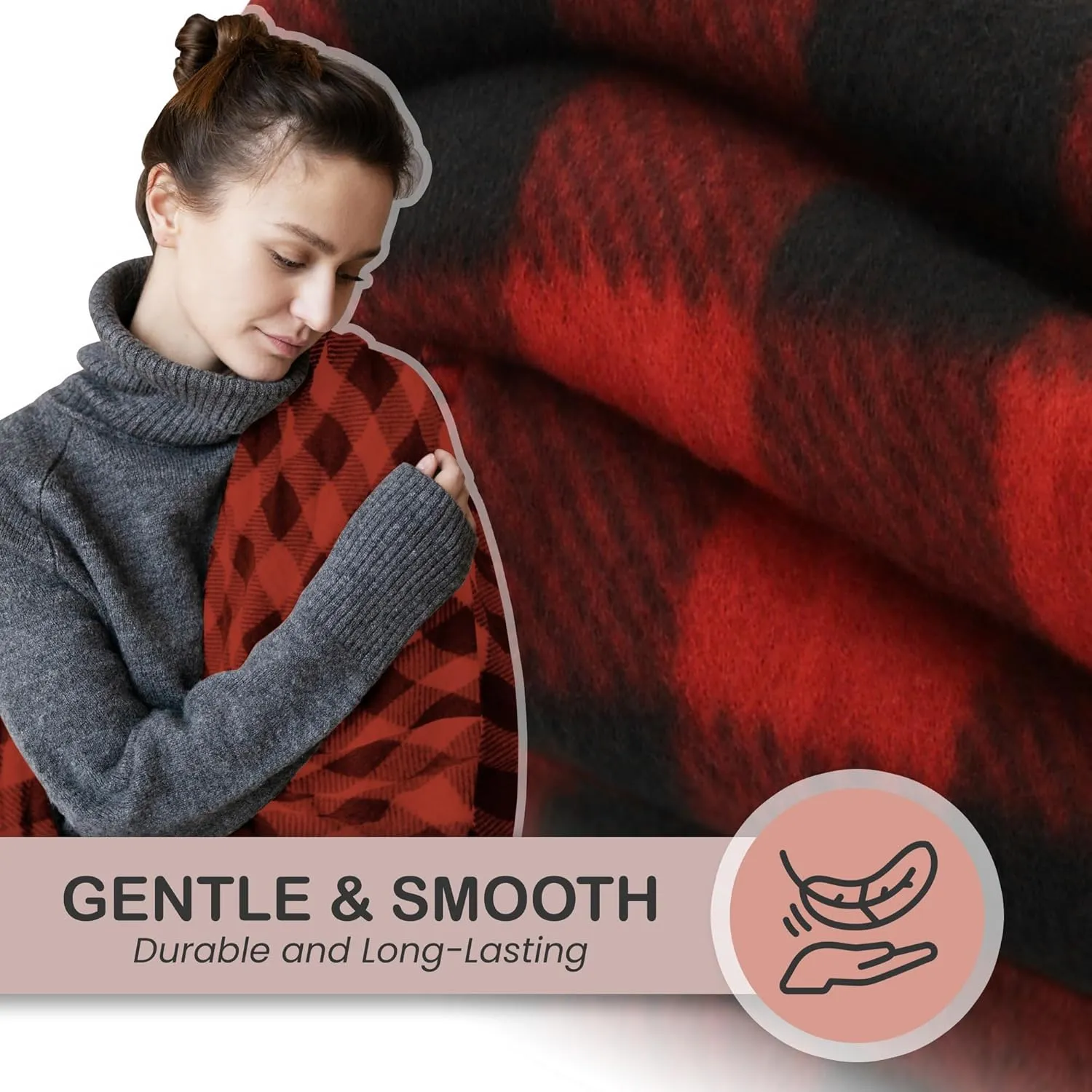 Heated Car Blanket, 12V Heated Blanket for Car Truck SUV RV, Portable Heated Blanket with 2 Heat Levels Soft Throw Blanket for Road Trips Camping Emergency Use Fast Heating (Red and Black 4)