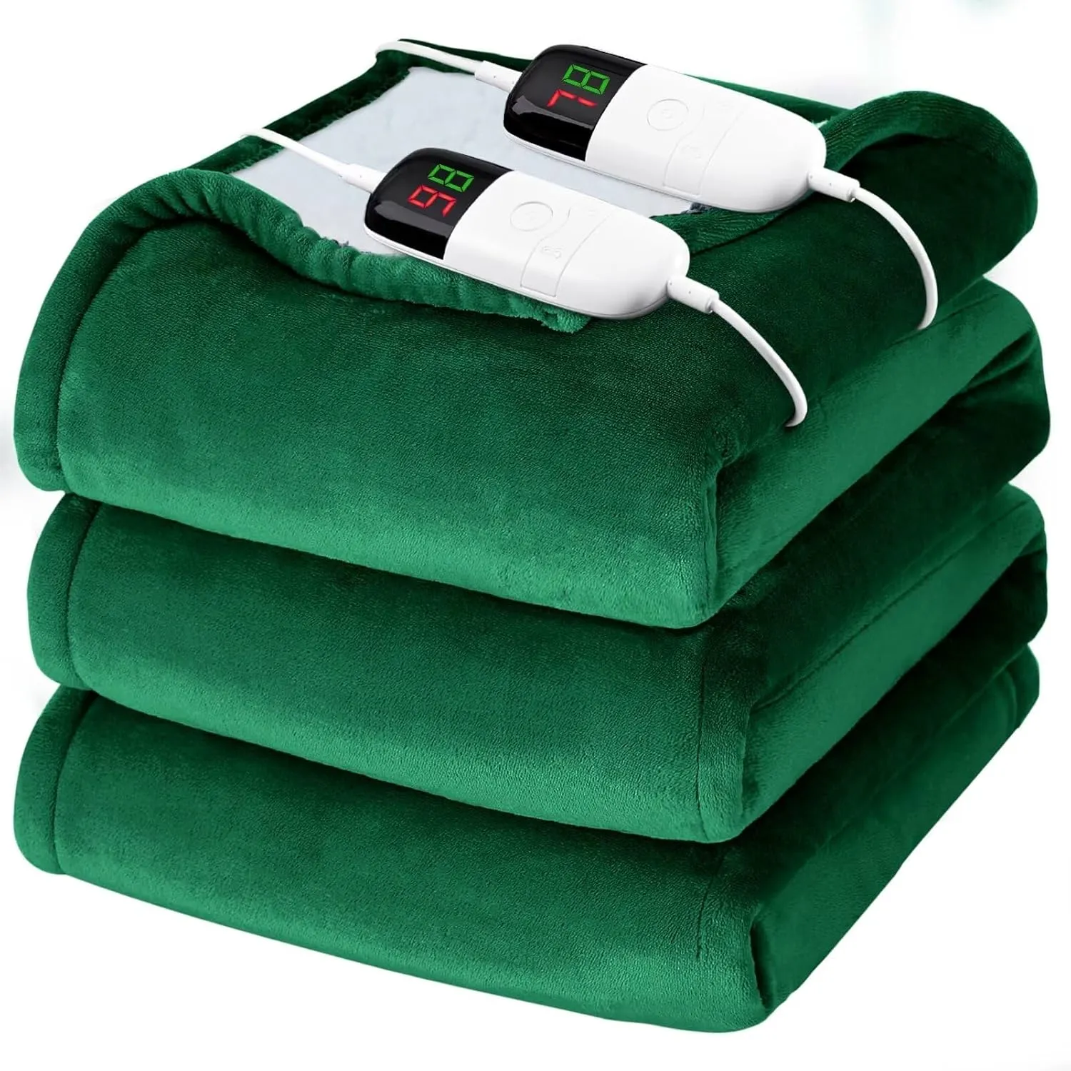 Heated Electric Blanket Queen Size - 84" x 90" Heating Blanket with Dual Control, 10 Heating Levels & 8 Hours Auto Off, Soft Warm Flannel Gift Blanket with Over-Heat Protection, ETL & FCC Certified