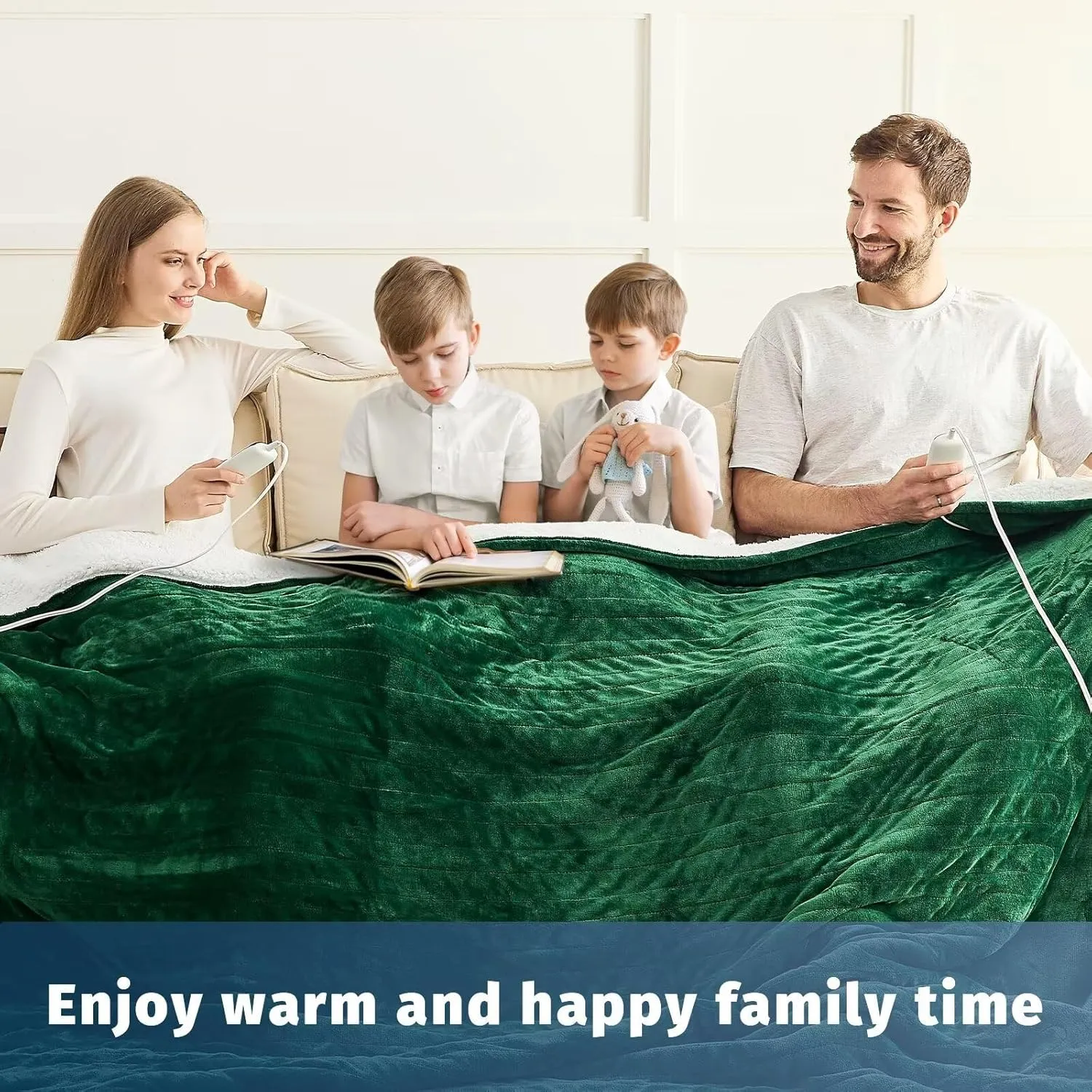 Heated Electric Blanket Queen Size - 84" x 90" Heating Blanket with Dual Control, 10 Heating Levels & 8 Hours Auto Off, Soft Warm Flannel Gift Blanket with Over-Heat Protection, ETL & FCC Certified