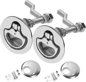 Heavy Duty Boat Cam Latch 316 Stainless Steel, Marine Flush Hatch Pull, Adjustable Locking Arm Height, with Back Plate and Screw(Pack of 2)