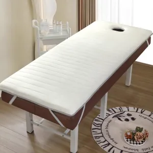 High Density Sponge Massage Table Mattress Topper with Face Hole Lash Bed Topper with Elastic Band Soft Comfortable Spa Massage Table Pad for Beauty Salon Round Head,White,180 * 60cm(S)