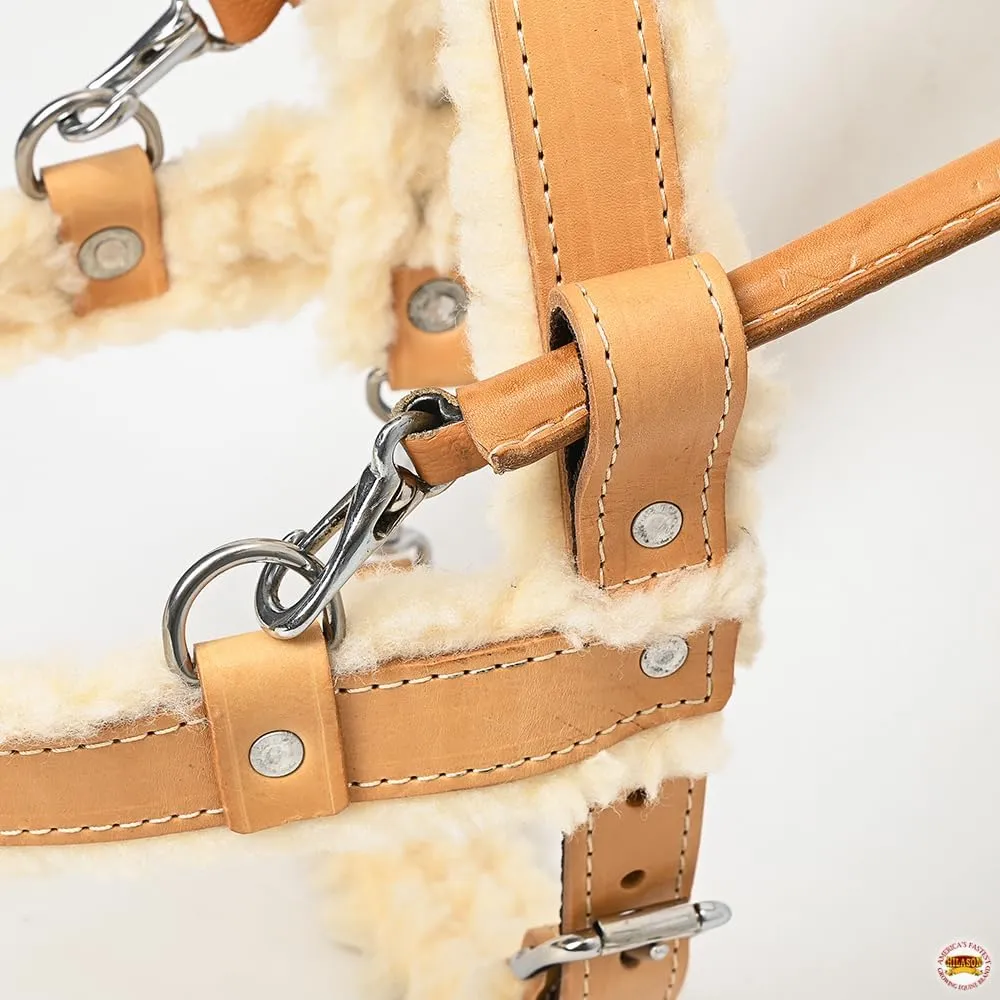 HILASON Guide Dog Harness Tan Fleece Padded Genuine Leather with Handle Tan | Dog Harness with Adjustable Straps |Fleece Dog Harness with Handle for Training | Breathable Dog Harness | Therapy Dog