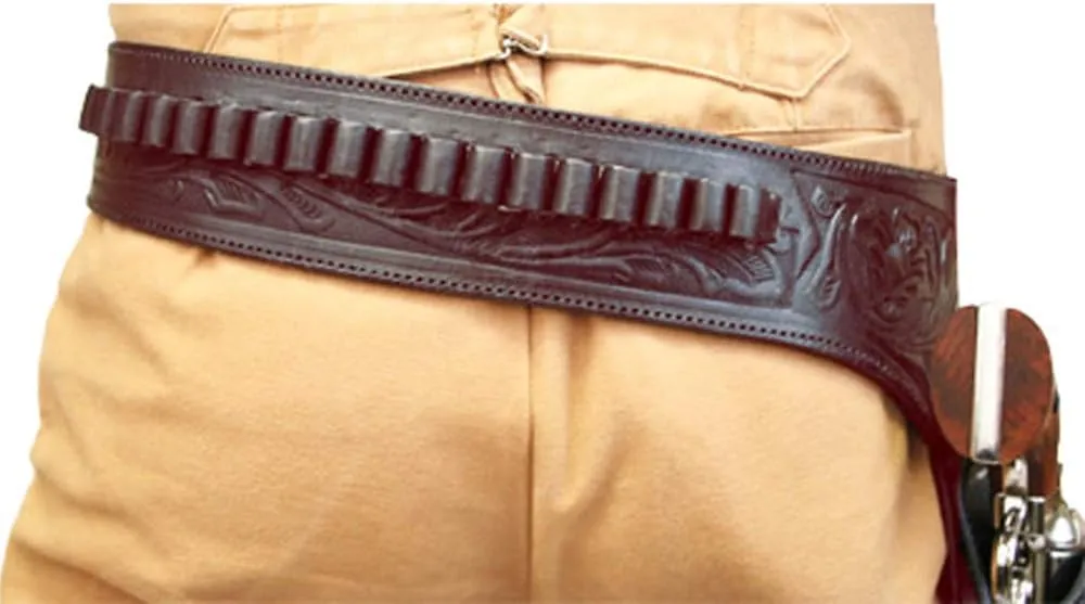 HILASON Western Right Hand Gun Holster Rig 22 Cal Leather Cowboy | Costume Holster | Cowboy Gun Holster | Gun Belt Holster | Leather Gun Holster | Holster Belt