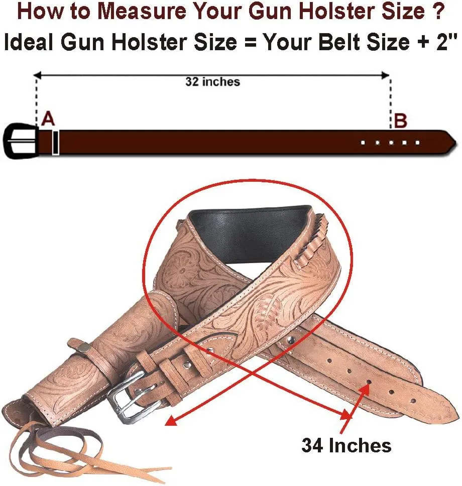 HILASON Western Right Hand Gun Holster Rig 22 Cal Leather Cowboy | Costume Holster | Cowboy Gun Holster | Gun Belt Holster | Leather Gun Holster | Holster Belt