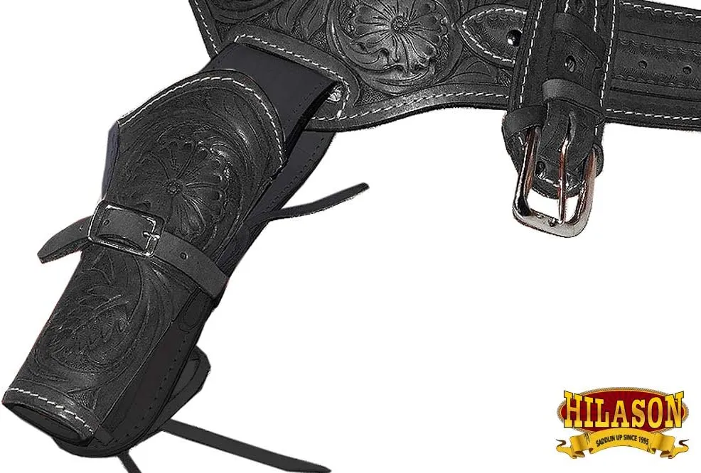 HILASON Western Right Hand Gun Holster Rig 22 Cal Leather Cowboy | Costume Holster | Cowboy Gun Holster | Gun Belt Holster | Leather Gun Holster | Holster Belt
