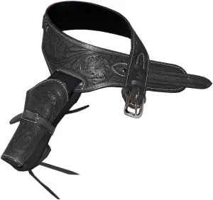 HILASON Western Right Hand Gun Holster Rig 22 Cal Leather Cowboy | Costume Holster | Cowboy Gun Holster | Gun Belt Holster | Leather Gun Holster | Holster Belt