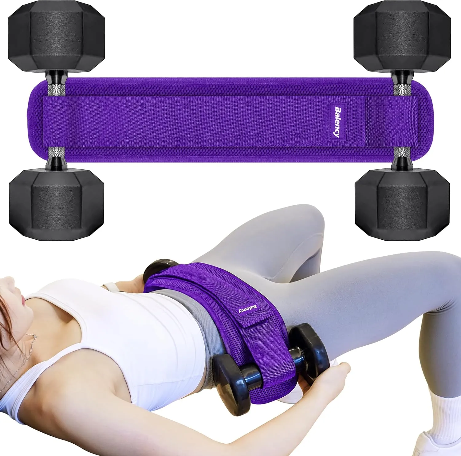Hip Thrust Belt, Balency Hip Thrust Belt for Dumbbells Heavy, Booty Belt for Hip Thrust, Slip-Resistant Padding Hip Thrust Belt for Gym or Home Workouts, Hip Thrust Band for Dumbbell Kettlebell Plate