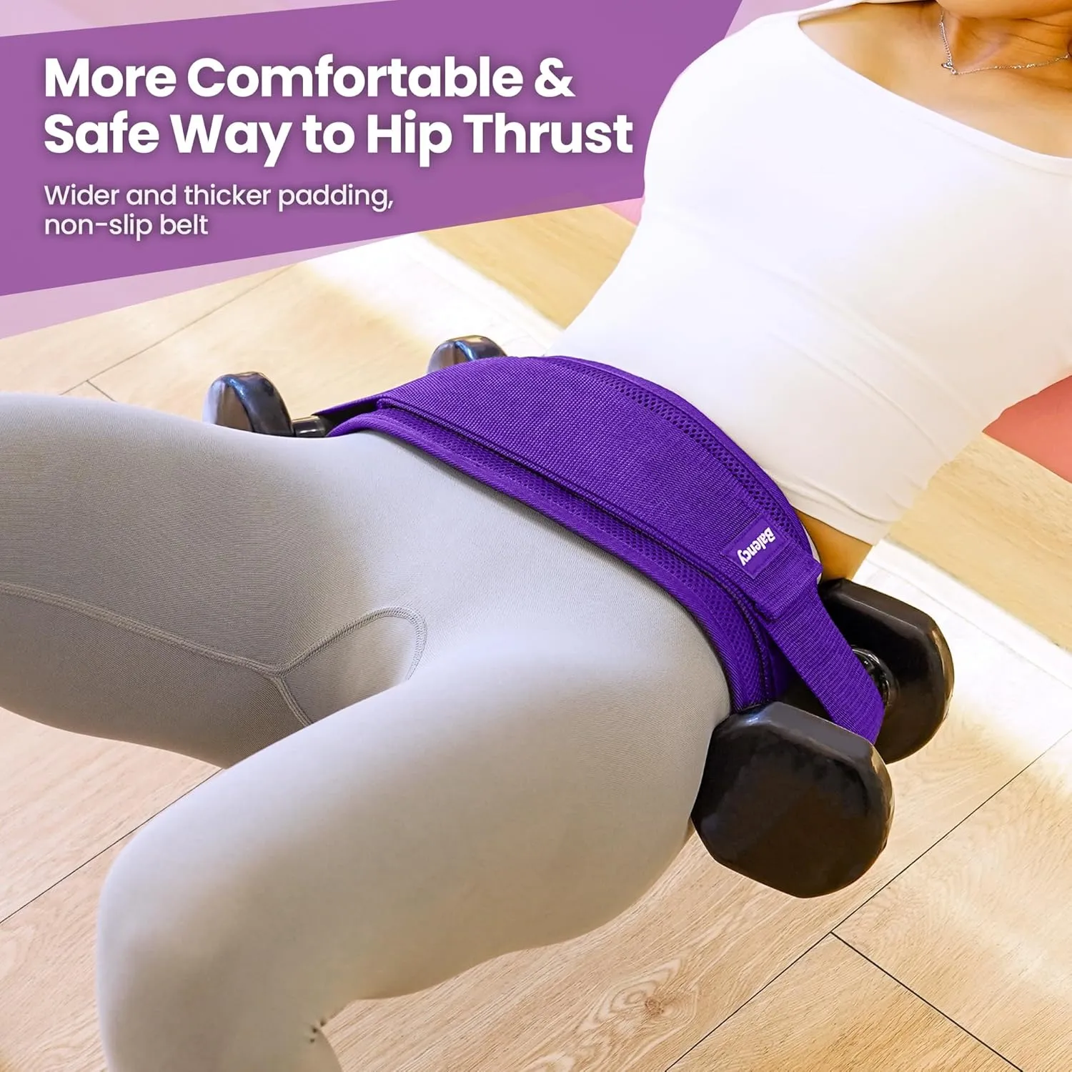 Hip Thrust Belt, Balency Hip Thrust Belt for Dumbbells Heavy, Booty Belt for Hip Thrust, Slip-Resistant Padding Hip Thrust Belt for Gym or Home Workouts, Hip Thrust Band for Dumbbell Kettlebell Plate