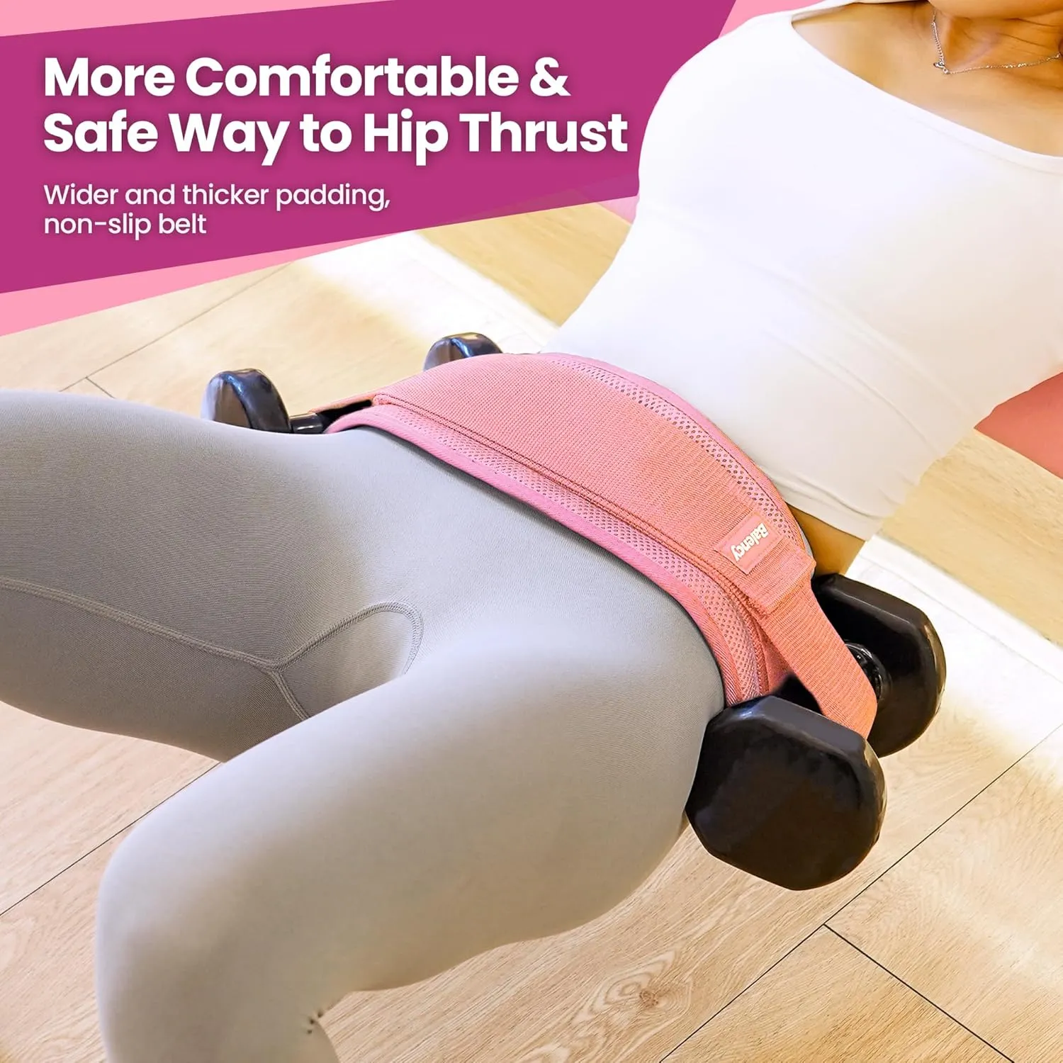 Hip Thrust Belt, Balency Hip Thrust Belt for Dumbbells Heavy, Booty Belt for Hip Thrust, Slip-Resistant Padding Hip Thrust Belt for Gym or Home Workouts, Hip Thrust Band for Dumbbell Kettlebell Plate