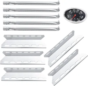 Hisencn Replacement Reapir Kit for Charmglow 720-0234, Nexgrill 720-0033, 720-0234, 720-0289, Kirkland 720-0025 Gas Grill Models, Heat Plate Shield Tent Flame Tamer, Burner Tube and Temp Gauge