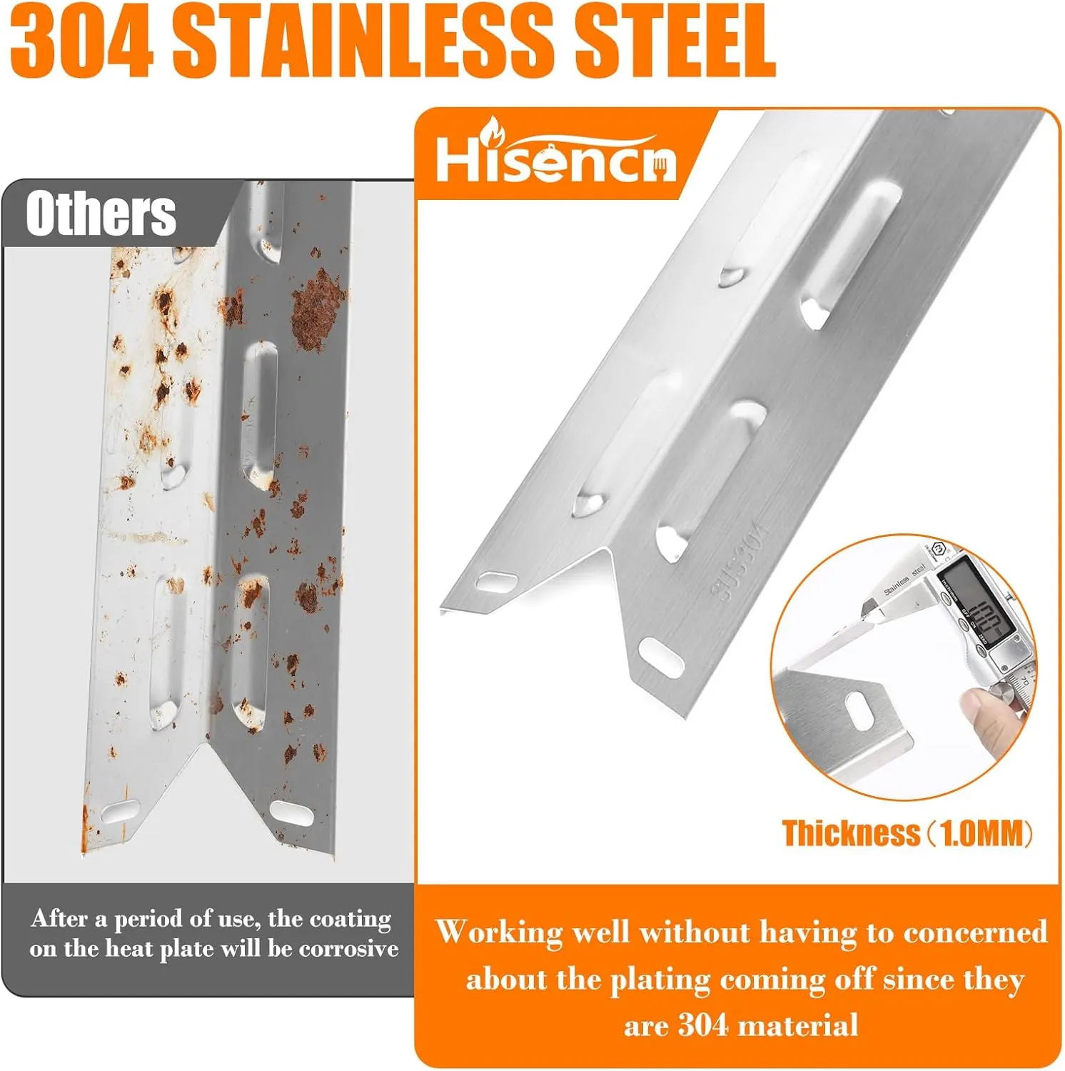 Hisencn SUS304 Stainless Steel Grill Replacement Parts for Kenmore 146.34611410 146.23679310 146.10016510 146.34461410 146.16198211 146.23673310 146.16142210 146.46366610 146.1001751 146.4636561