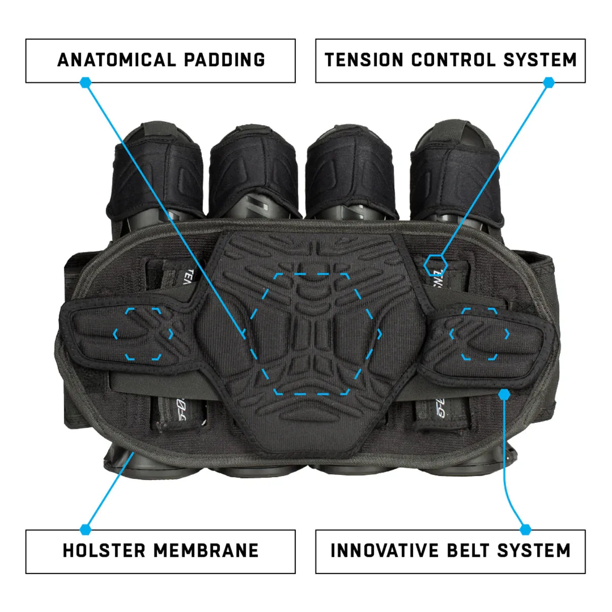 HK Army Zero G 2.0 Pro Strapless Paintball Pod Harness - Blue 4 3 4