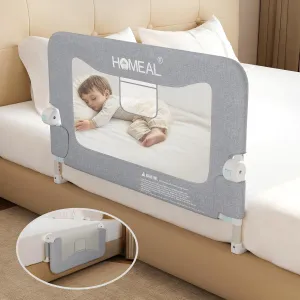 HOMEAL Bed Rail for Toddlers，32" x 26" Grey, Foldable Tall Baby Bed Rail Guard for Easy Use and Storage, U-Shaped Base Width Increased by 4", Suitable for Twin, Full, Queen, King Size Bed