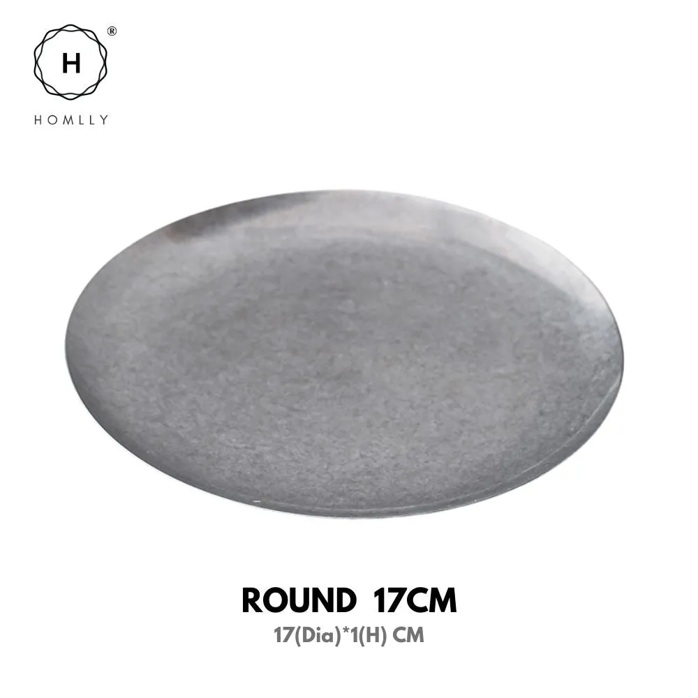 Homlly Tonii Flake Texture 304 Stainless Steel Dinner Salad Soup Plate