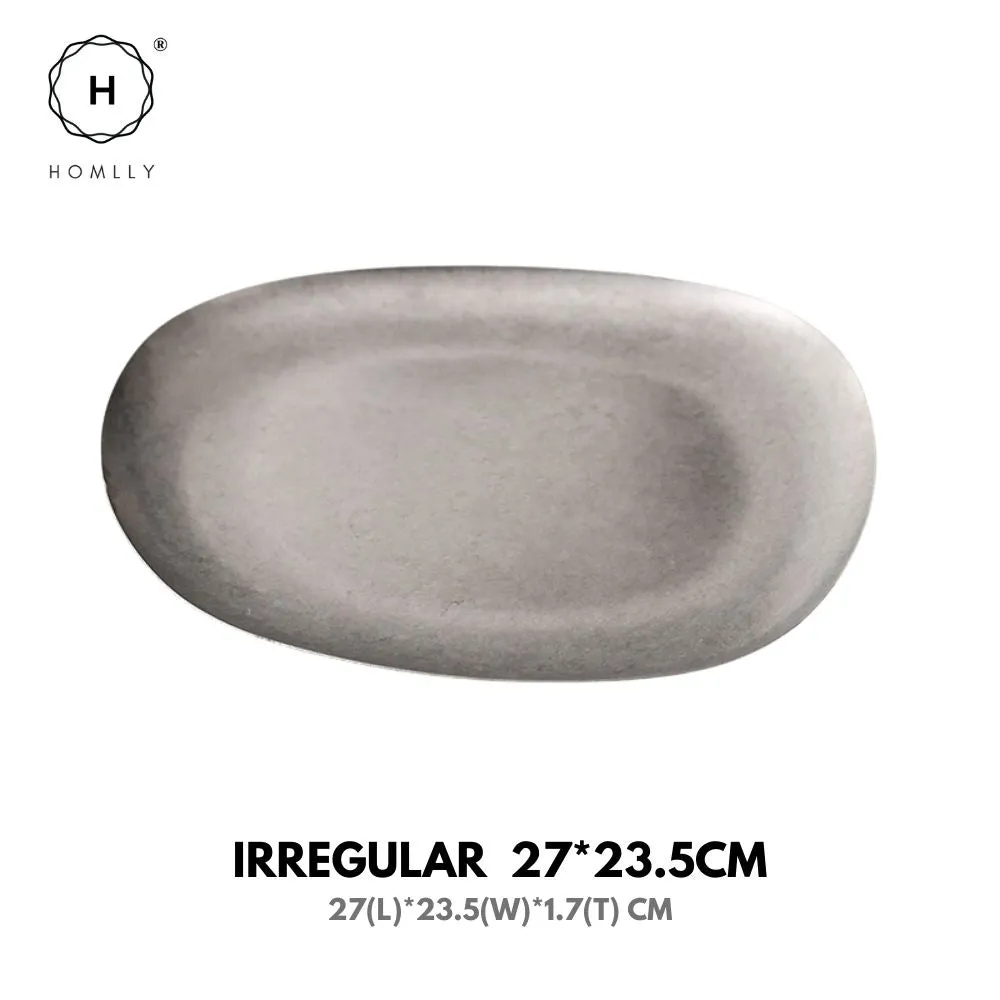 Homlly Tonii Flake Texture 304 Stainless Steel Dinner Salad Soup Plate
