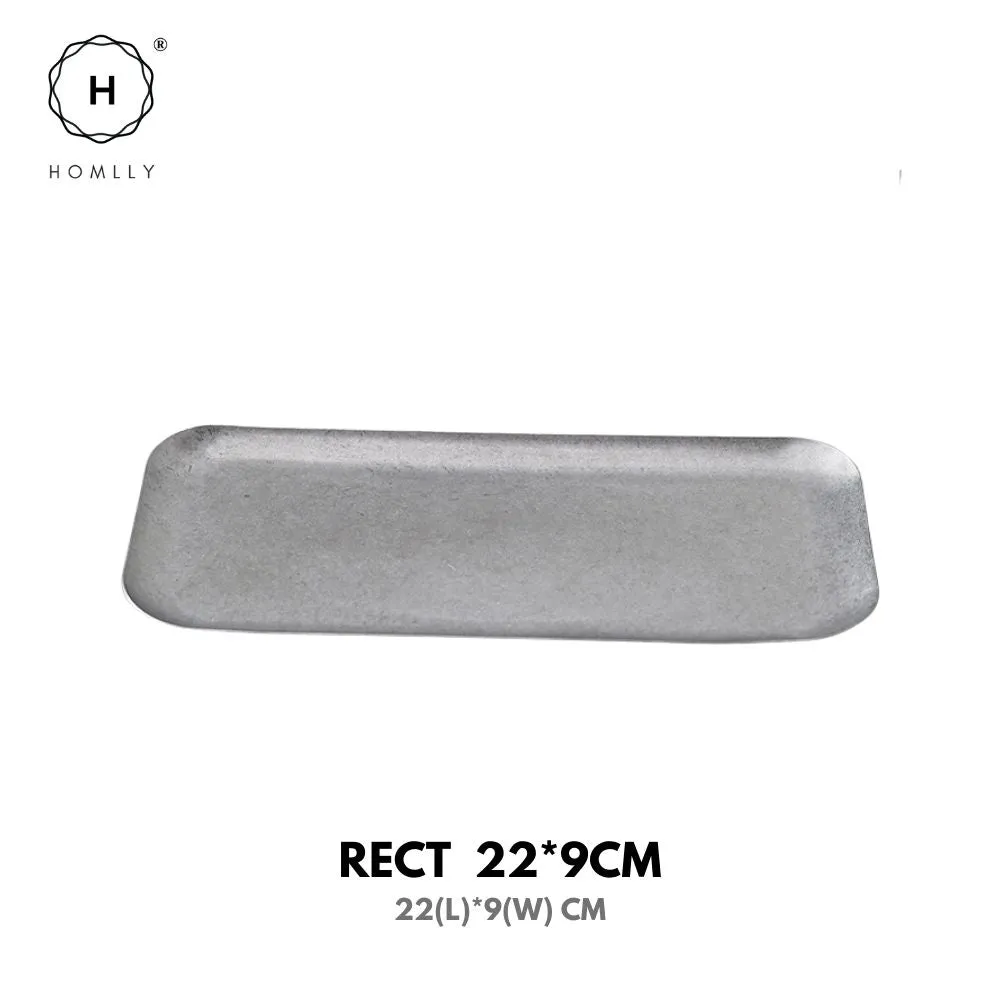 Homlly Tonii Flake Texture 304 Stainless Steel Dinner Salad Soup Plate