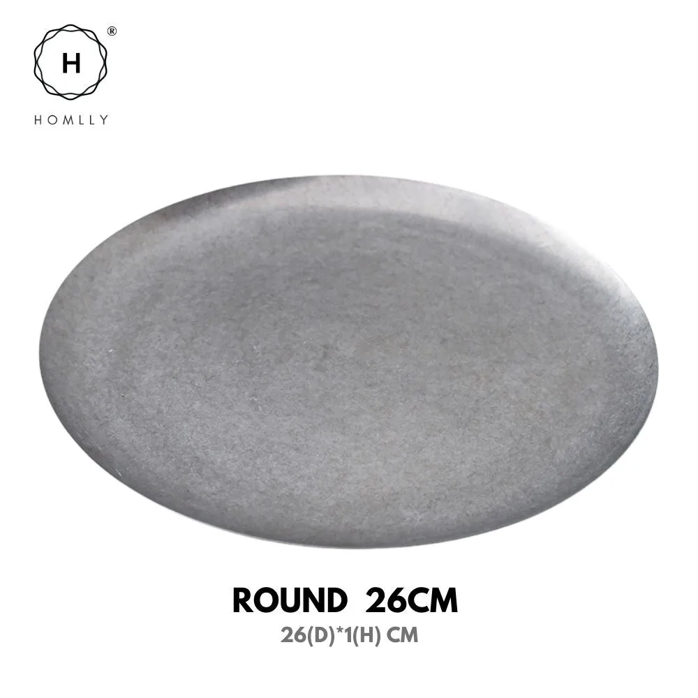 Homlly Tonii Flake Texture 304 Stainless Steel Dinner Salad Soup Plate