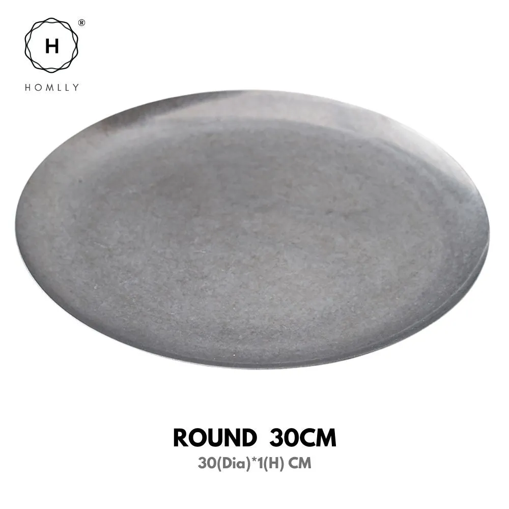 Homlly Tonii Flake Texture 304 Stainless Steel Dinner Salad Soup Plate