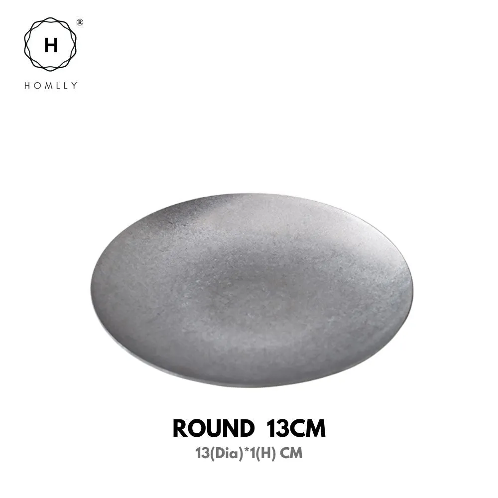 Homlly Tonii Flake Texture 304 Stainless Steel Dinner Salad Soup Plate