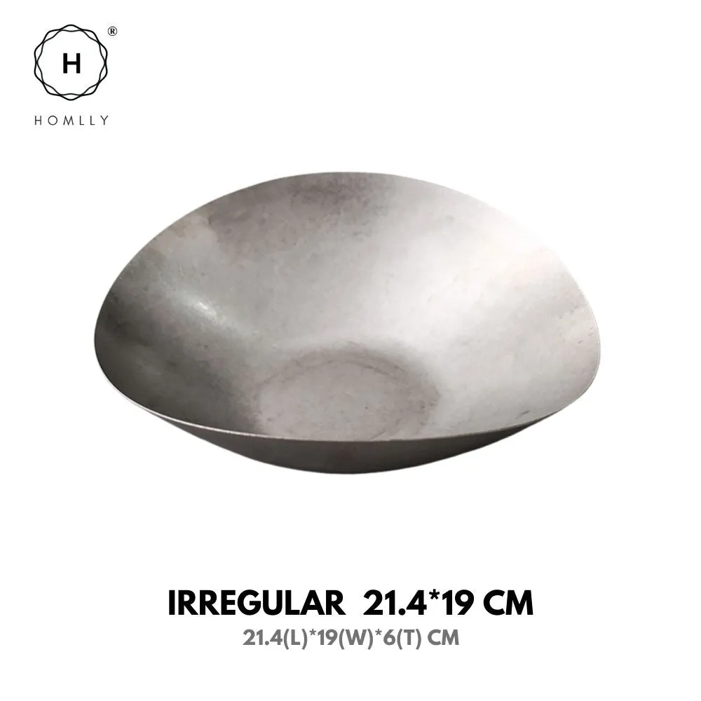 Homlly Tonii Flake Texture 304 Stainless Steel Dinner Salad Soup Plate