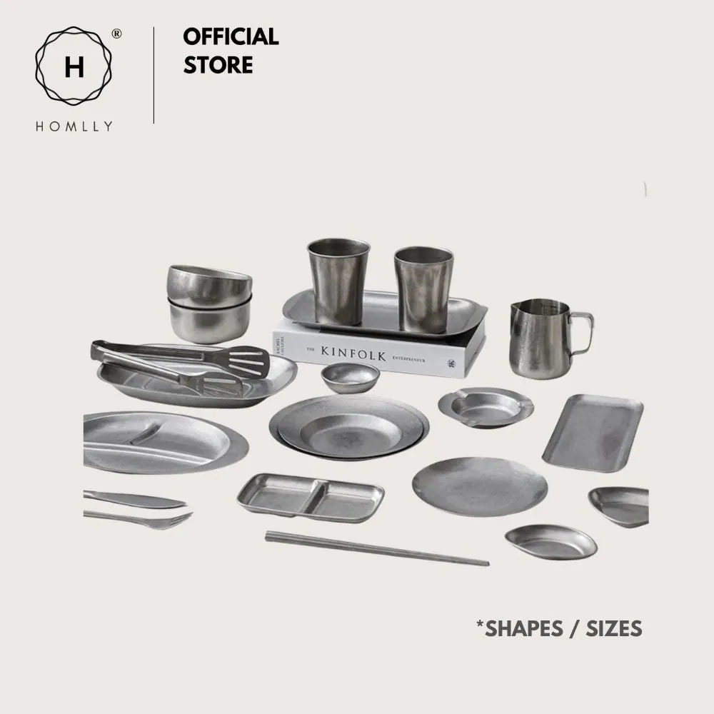 Homlly Tonii Flake Texture 304 Stainless Steel Dinner Salad Soup Plate