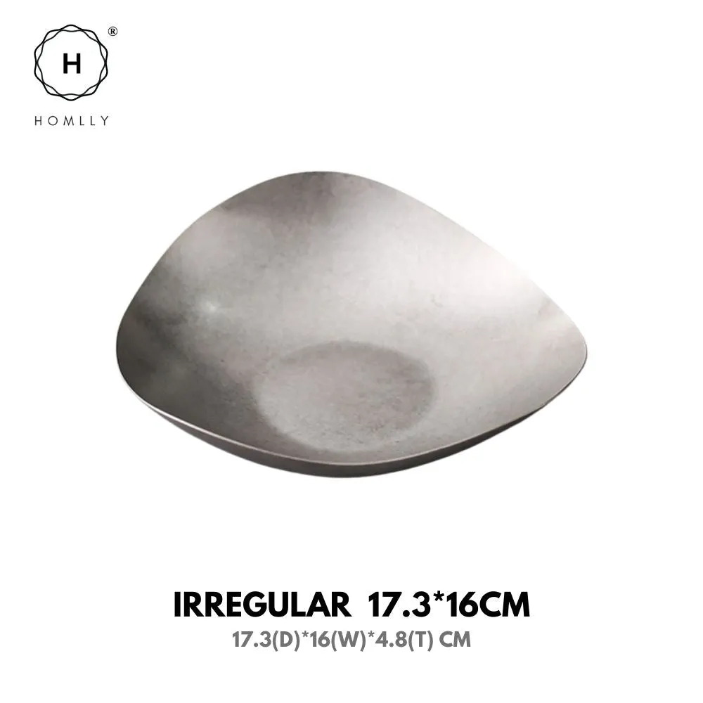 Homlly Tonii Flake Texture 304 Stainless Steel Dinner Salad Soup Plate