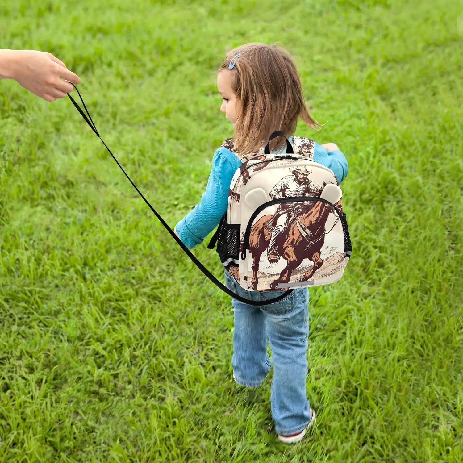 Horse Cowboy Toddler Harness Backpack for Boys Girls 3-6 Years Kids Backpack with Anti Lost Safety Leash Baby Travel Bag for Preschool Walking Travel