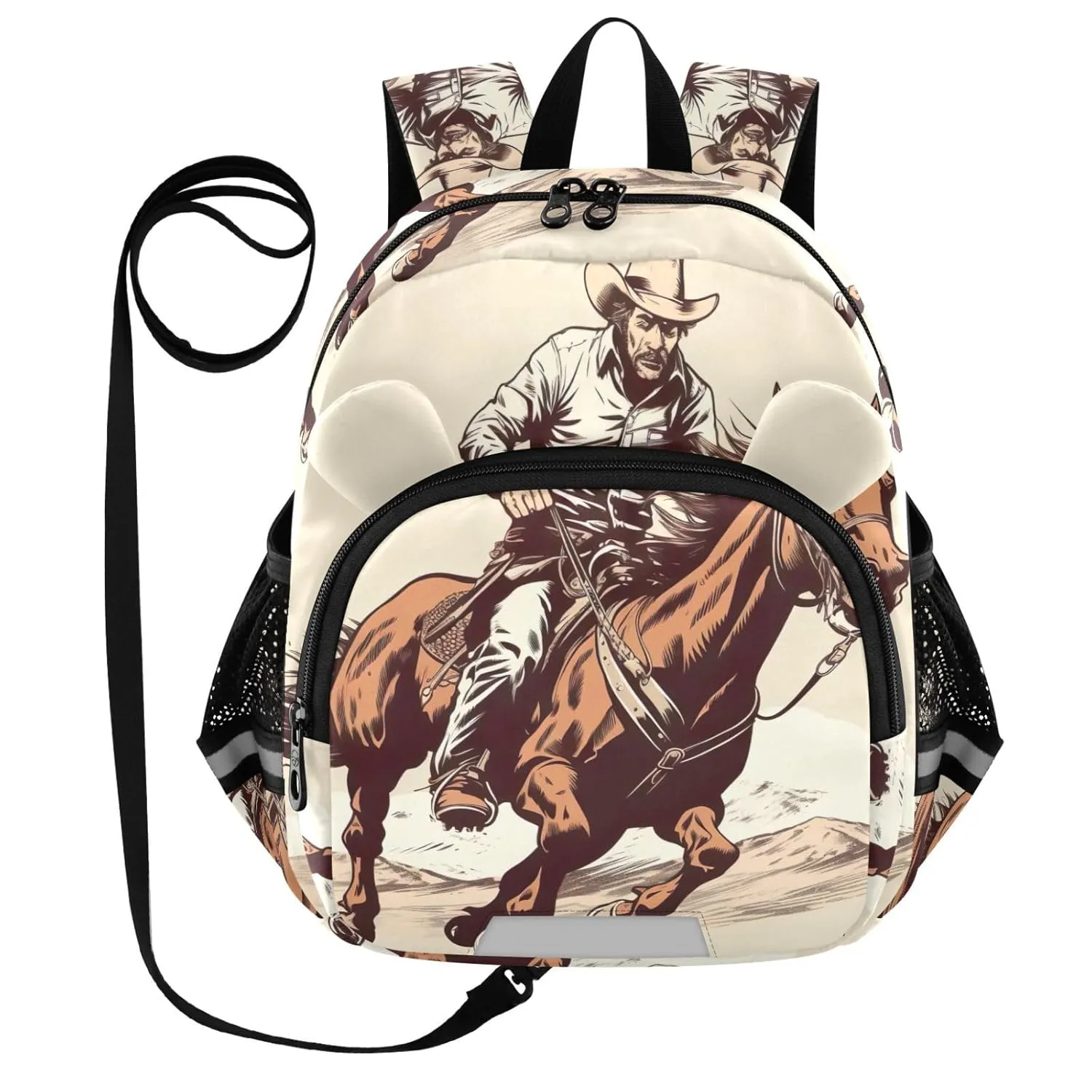 Horse Cowboy Toddler Harness Backpack for Boys Girls 3-6 Years Kids Backpack with Anti Lost Safety Leash Baby Travel Bag for Preschool Walking Travel