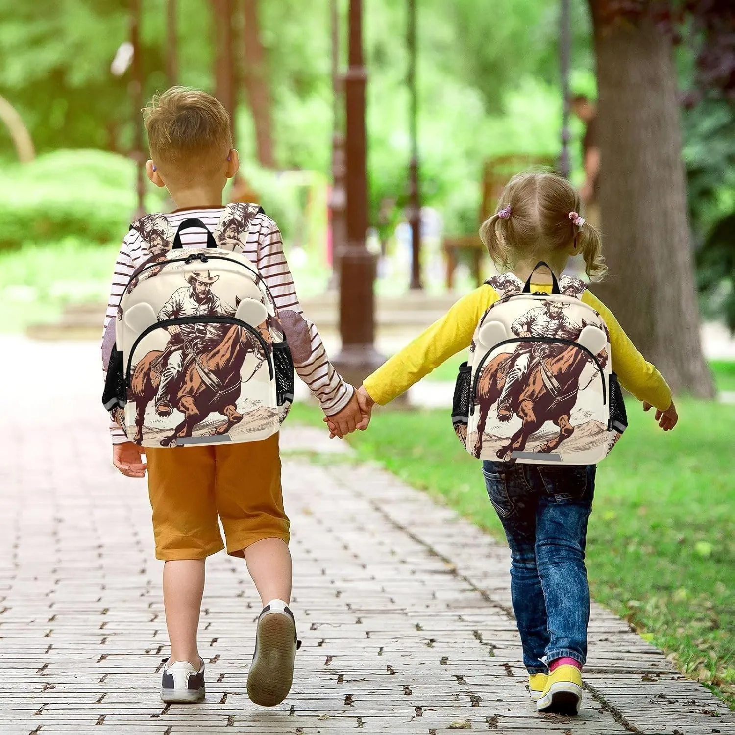 Horse Cowboy Toddler Harness Backpack for Boys Girls 3-6 Years Kids Backpack with Anti Lost Safety Leash Baby Travel Bag for Preschool Walking Travel