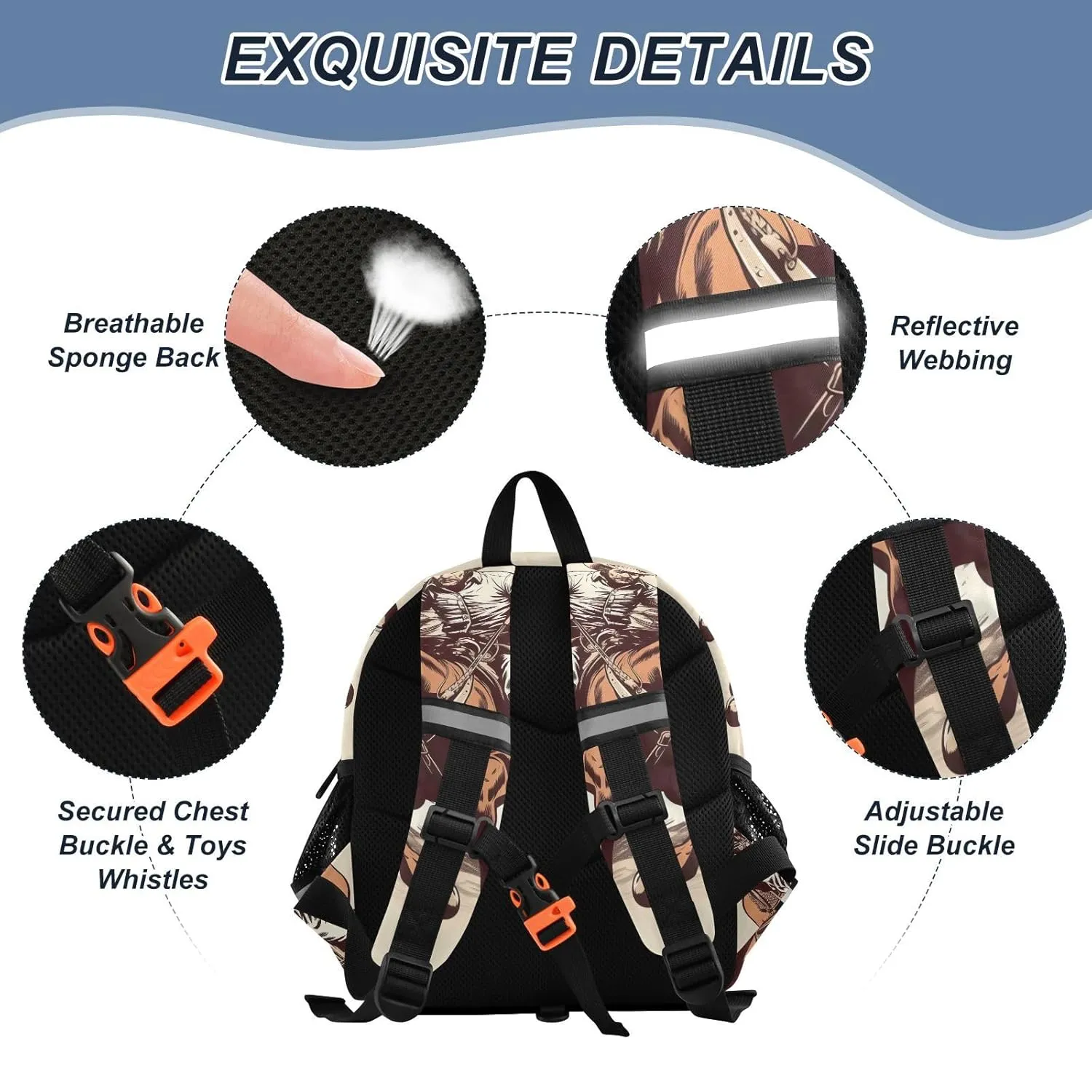 Horse Cowboy Toddler Harness Backpack for Boys Girls 3-6 Years Kids Backpack with Anti Lost Safety Leash Baby Travel Bag for Preschool Walking Travel