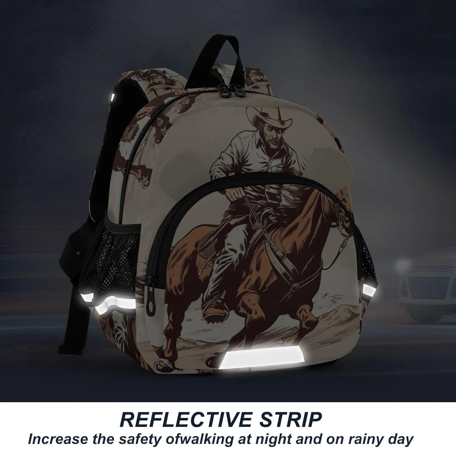 Horse Cowboy Toddler Harness Backpack for Boys Girls 3-6 Years Kids Backpack with Anti Lost Safety Leash Baby Travel Bag for Preschool Walking Travel