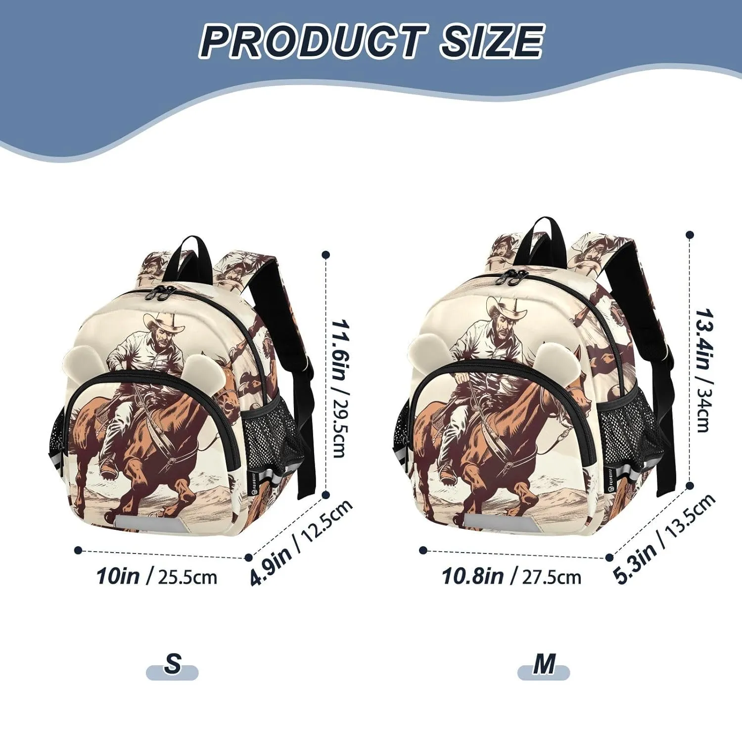 Horse Cowboy Toddler Harness Backpack for Boys Girls 3-6 Years Kids Backpack with Anti Lost Safety Leash Baby Travel Bag for Preschool Walking Travel