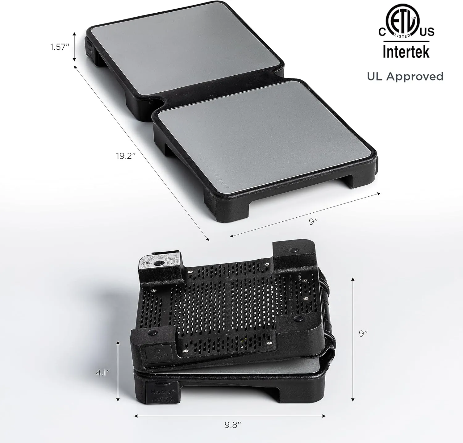 HotMat Connect Food Warmer Tray - Foldable with Silicone and Adjustable Temperature - Modular Compact Warming Plate for Home Dinners, Parties and Buffets - Black, 2-Dish (1-Pack)