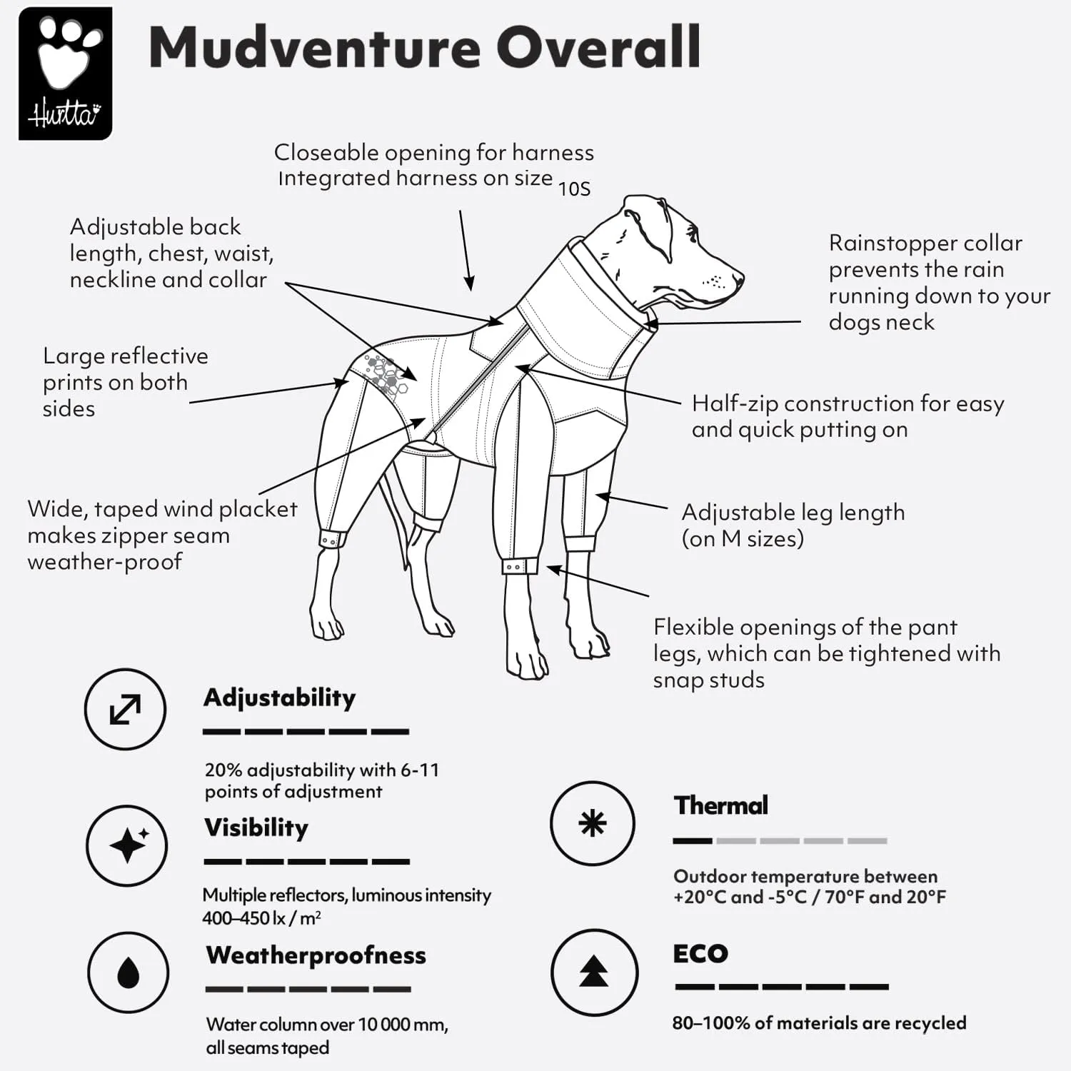Hurtta Mudventure ECO Dog Overall, Cinnamon, 16M