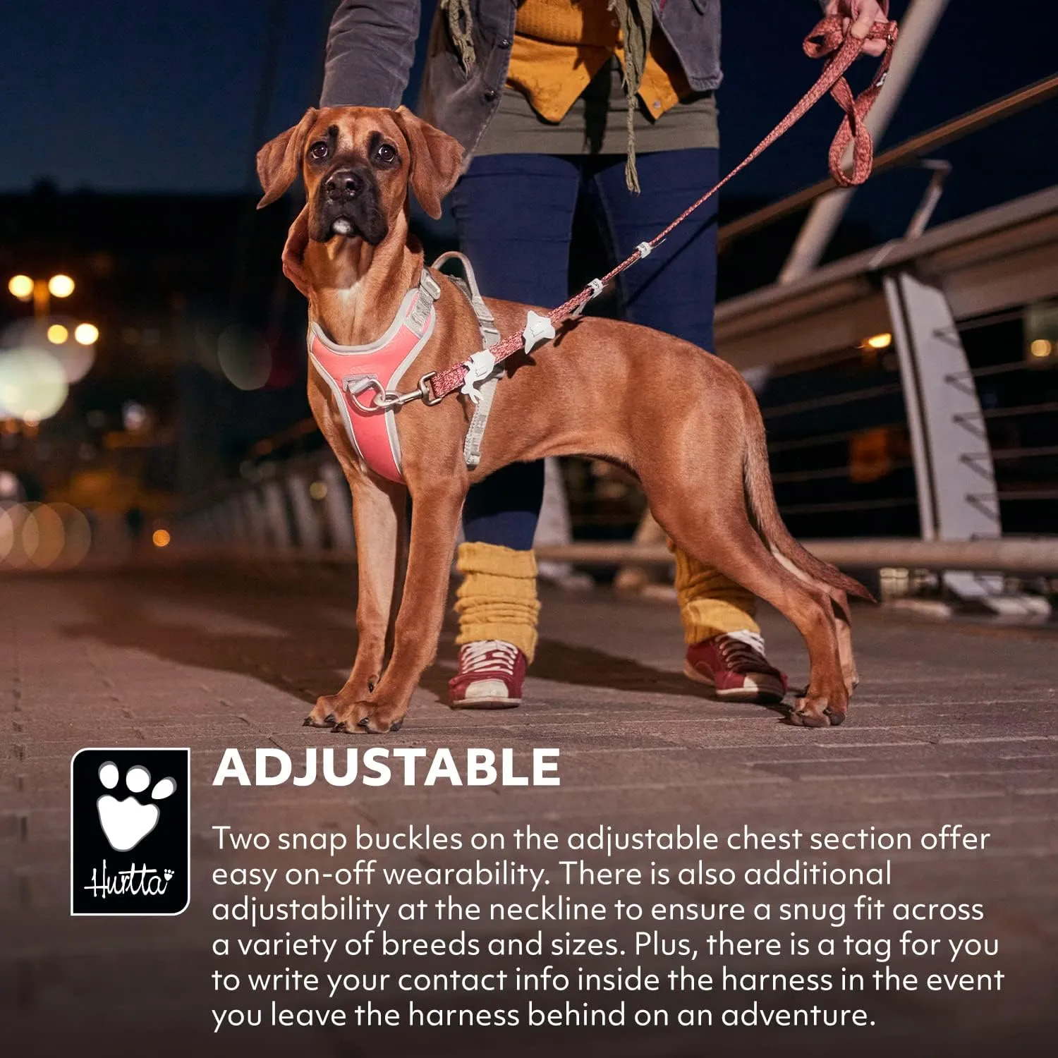 Hurtta Venture No-Pull Harness, Coral, 18-24 in