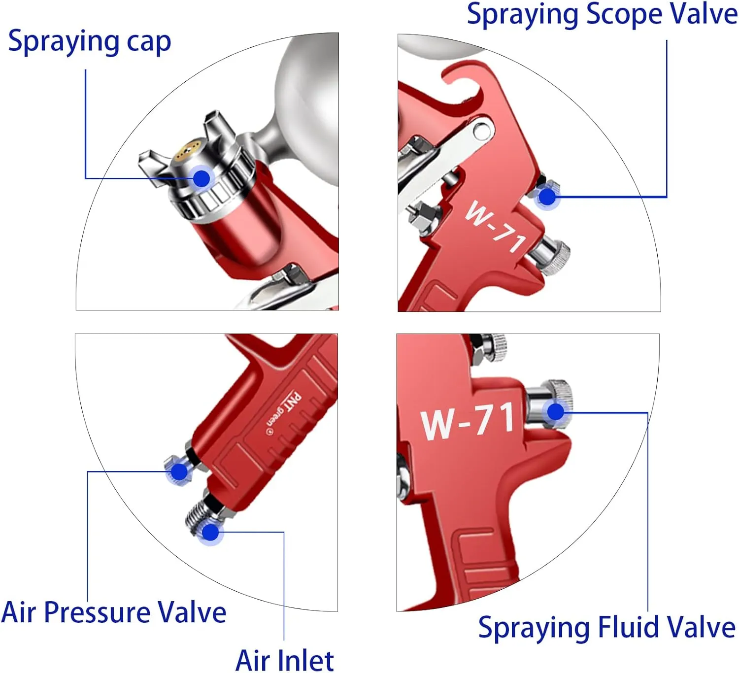 Hvlp Spray Gun Gravity Feed with 400CC Aluminum Swivel Cup with 1.5mm Nozzle Professional Spray Guns for Painting Air Paint Sprayer