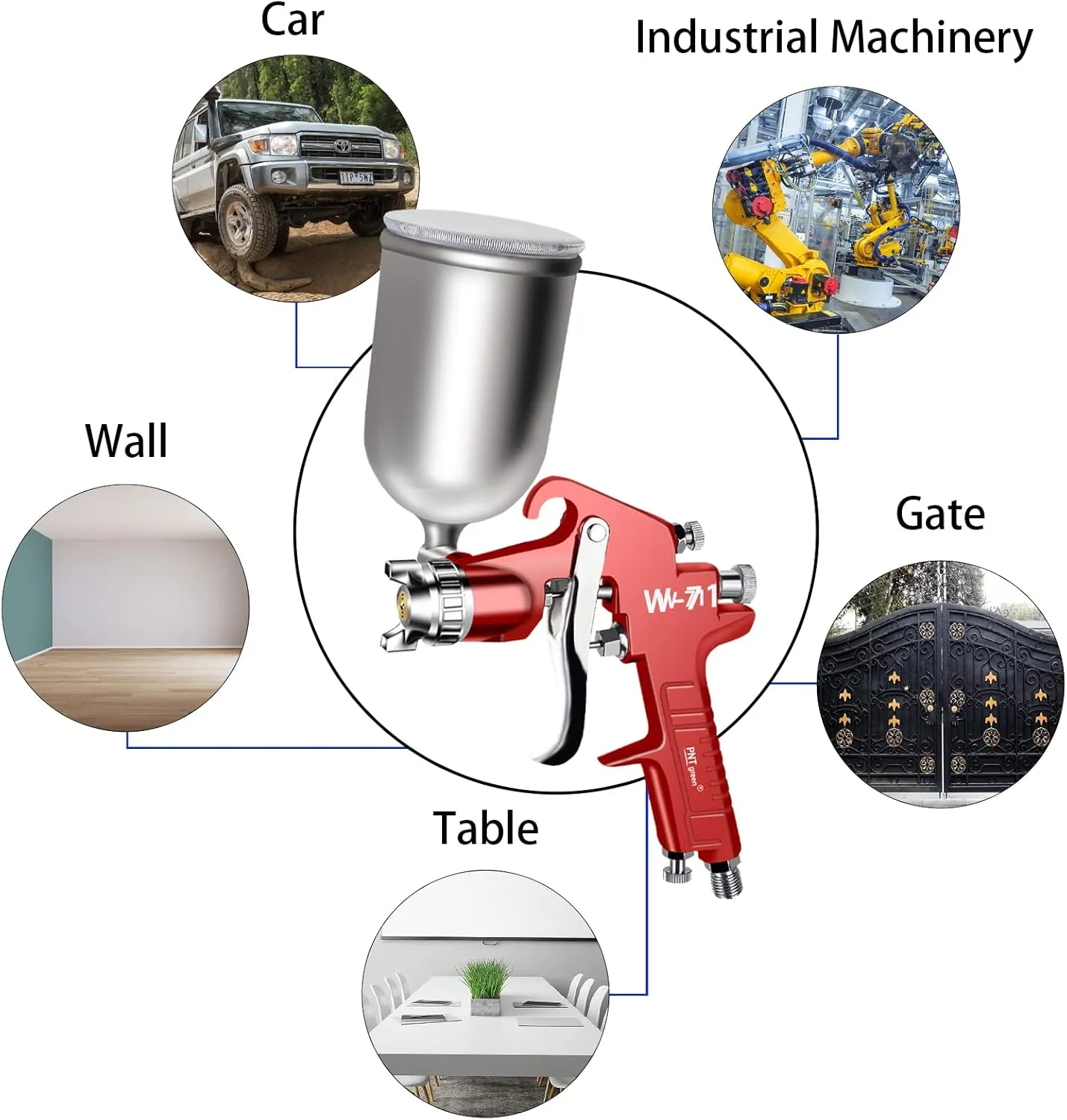 Hvlp Spray Gun Gravity Feed with 400CC Aluminum Swivel Cup with 1.5mm Nozzle Professional Spray Guns for Painting Air Paint Sprayer