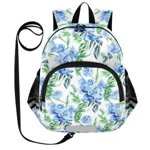 Hydrangea Foliage Floral Toddler Harness Backpack for Boys Girls 3-6 Years Kids Backpack with Anti Lost Safety Leash Baby Travel Bag for Preschool Walking Travel