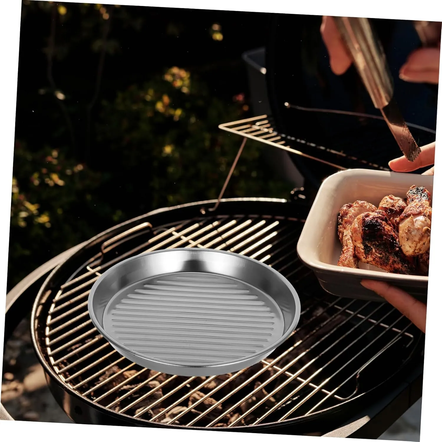IMIKEYA Stainless Steel Bbq Plate Metal Camping Plates Snack Serving Utensil French Fries Holder for Home Gatherings Outdoor Picnics
