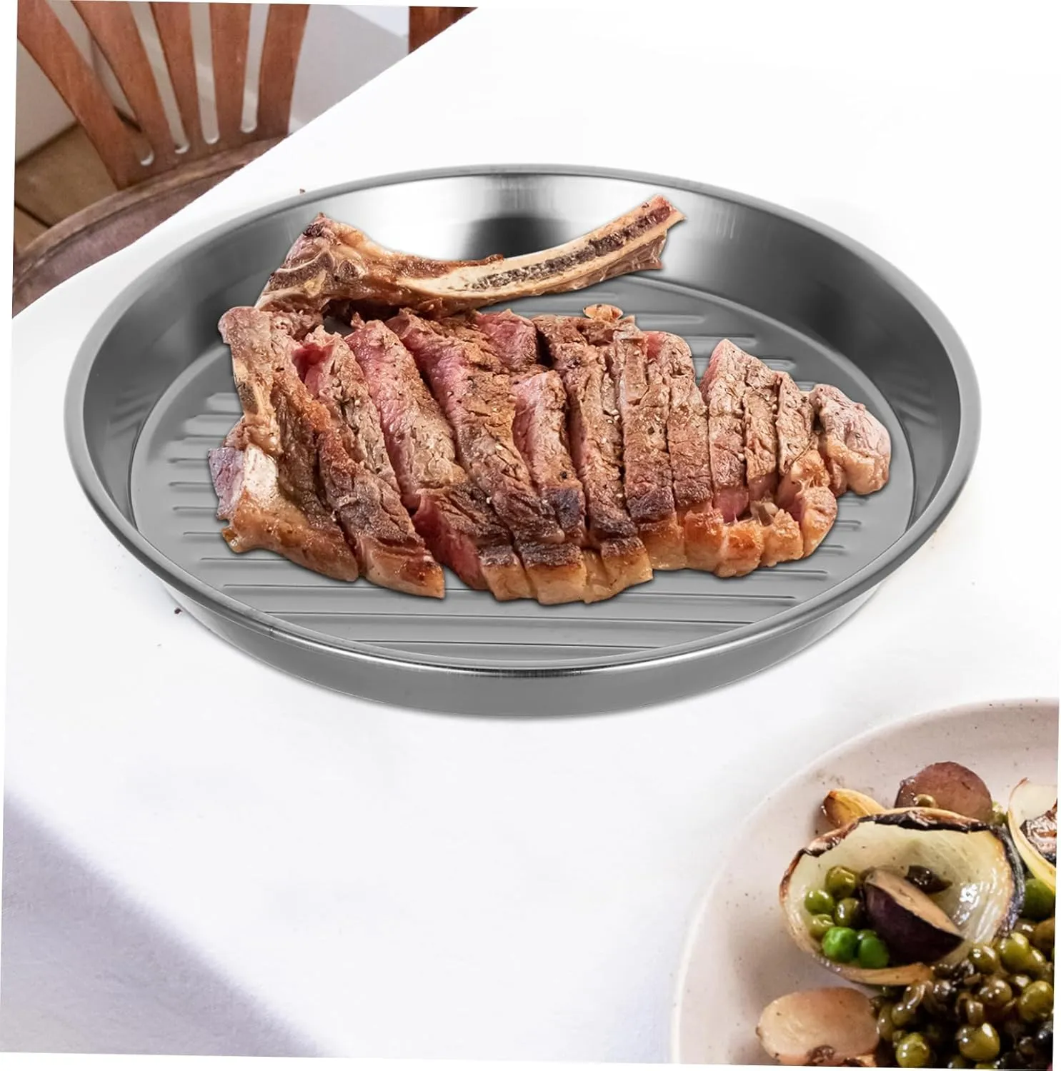 IMIKEYA Stainless Steel Bbq Plate Metal Camping Plates Snack Serving Utensil French Fries Holder for Home Gatherings Outdoor Picnics