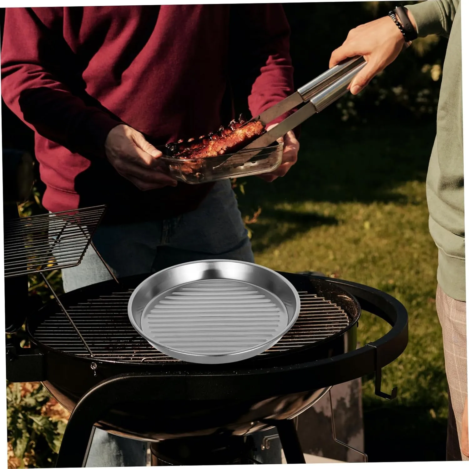 IMIKEYA Stainless Steel Bbq Plate Metal Camping Plates Snack Serving Utensil French Fries Holder for Home Gatherings Outdoor Picnics