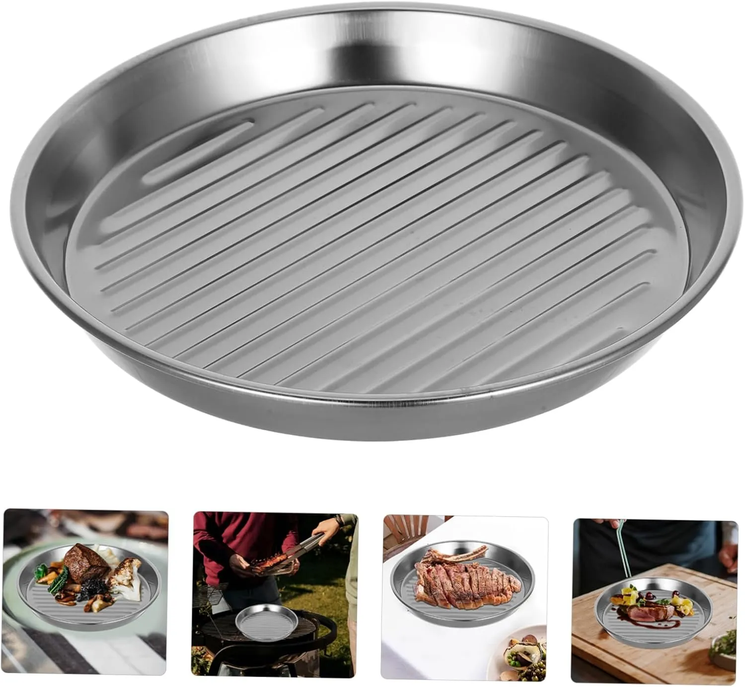 IMIKEYA Stainless Steel Bbq Plate Metal Camping Plates Snack Serving Utensil French Fries Holder for Home Gatherings Outdoor Picnics